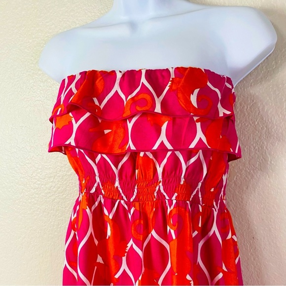 Escapada Strapless Seahorse Print Dress Size L - Picture 2 of 9